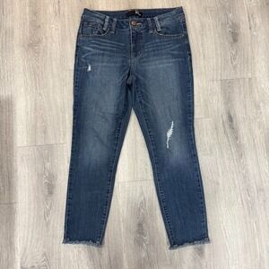 1822 Denim Jeans Women's 8 Blue Distressed Raw Hem Ankle Skinny